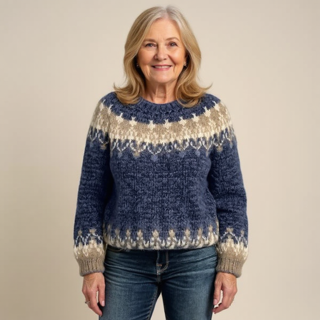 Crew Neck Fair Isle Knit Sweater 8