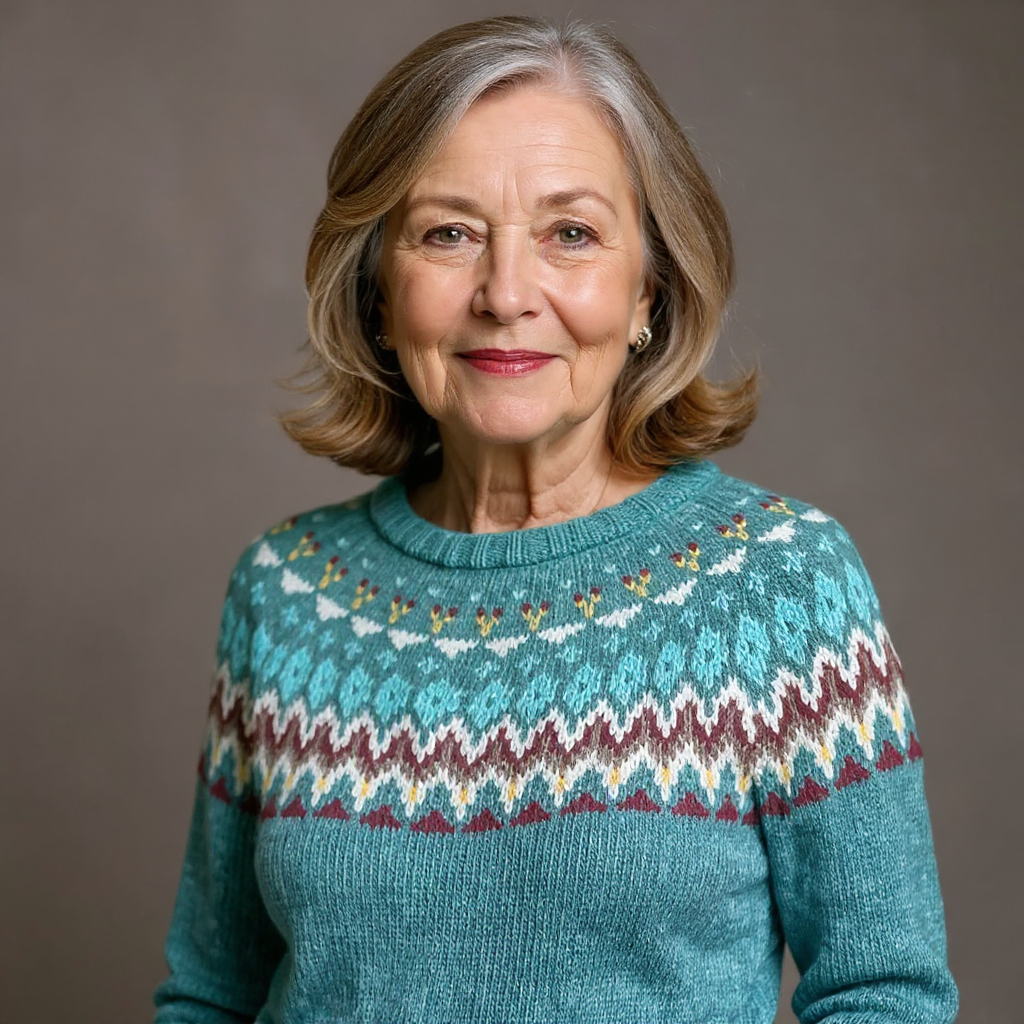 Crew Neck Fair Isle Knit Sweater 4
