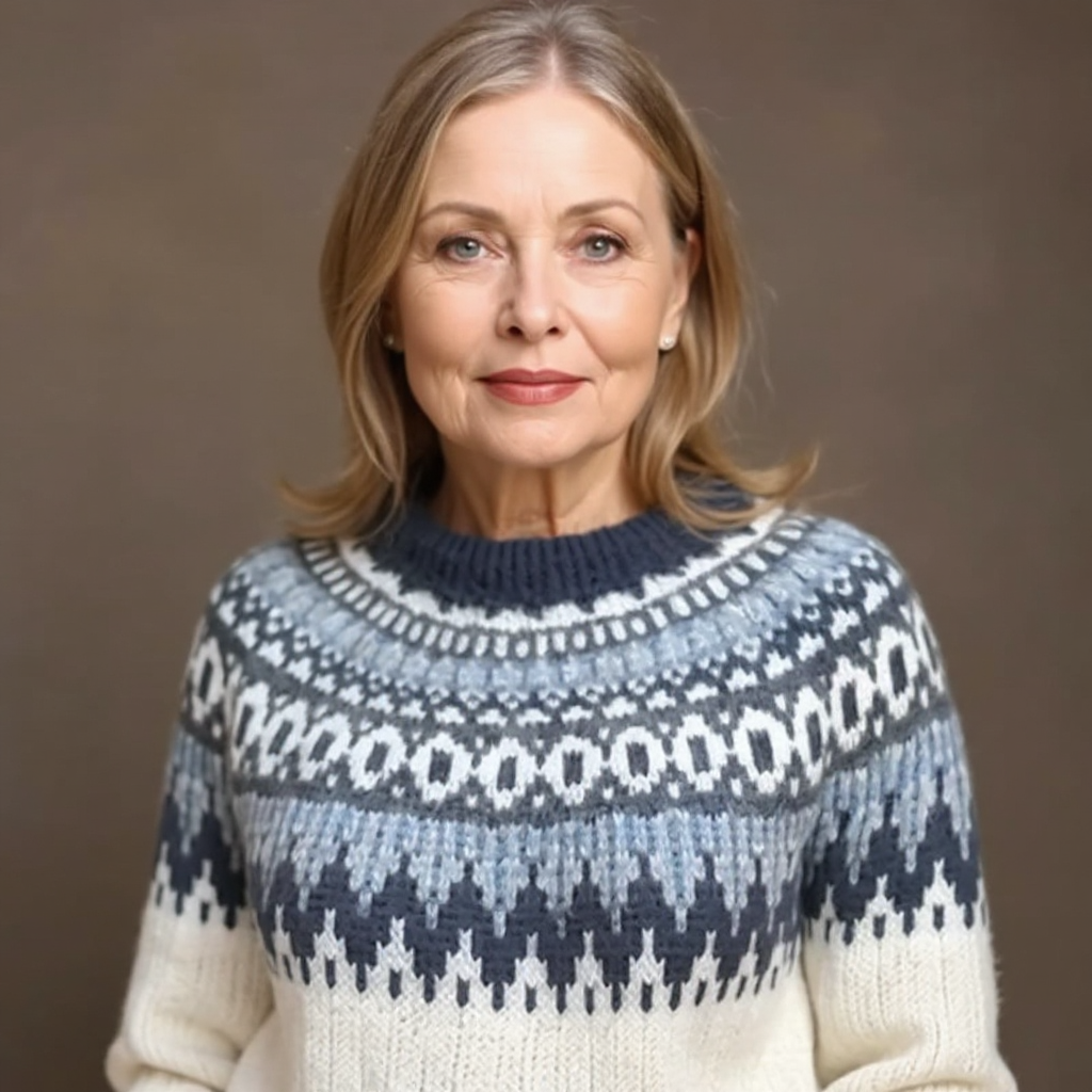 Fair Isle Round Neck Oversized Sweater 4
