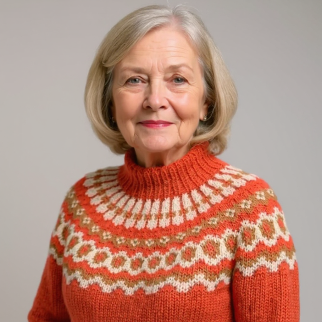 Fair Isle Yoke Mock Neck Knit Sweater 14