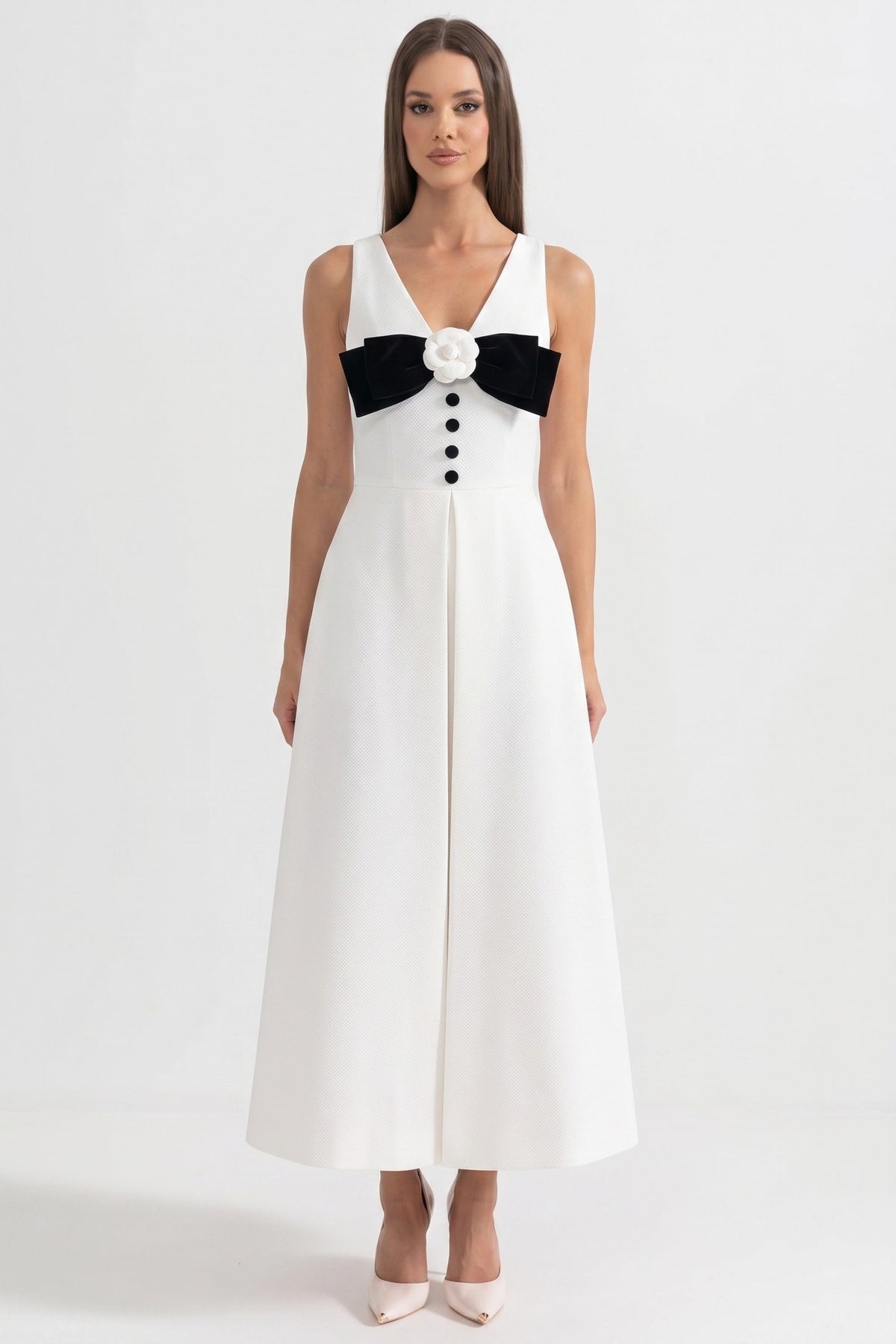 Halter Neck Maxi Dress - White
