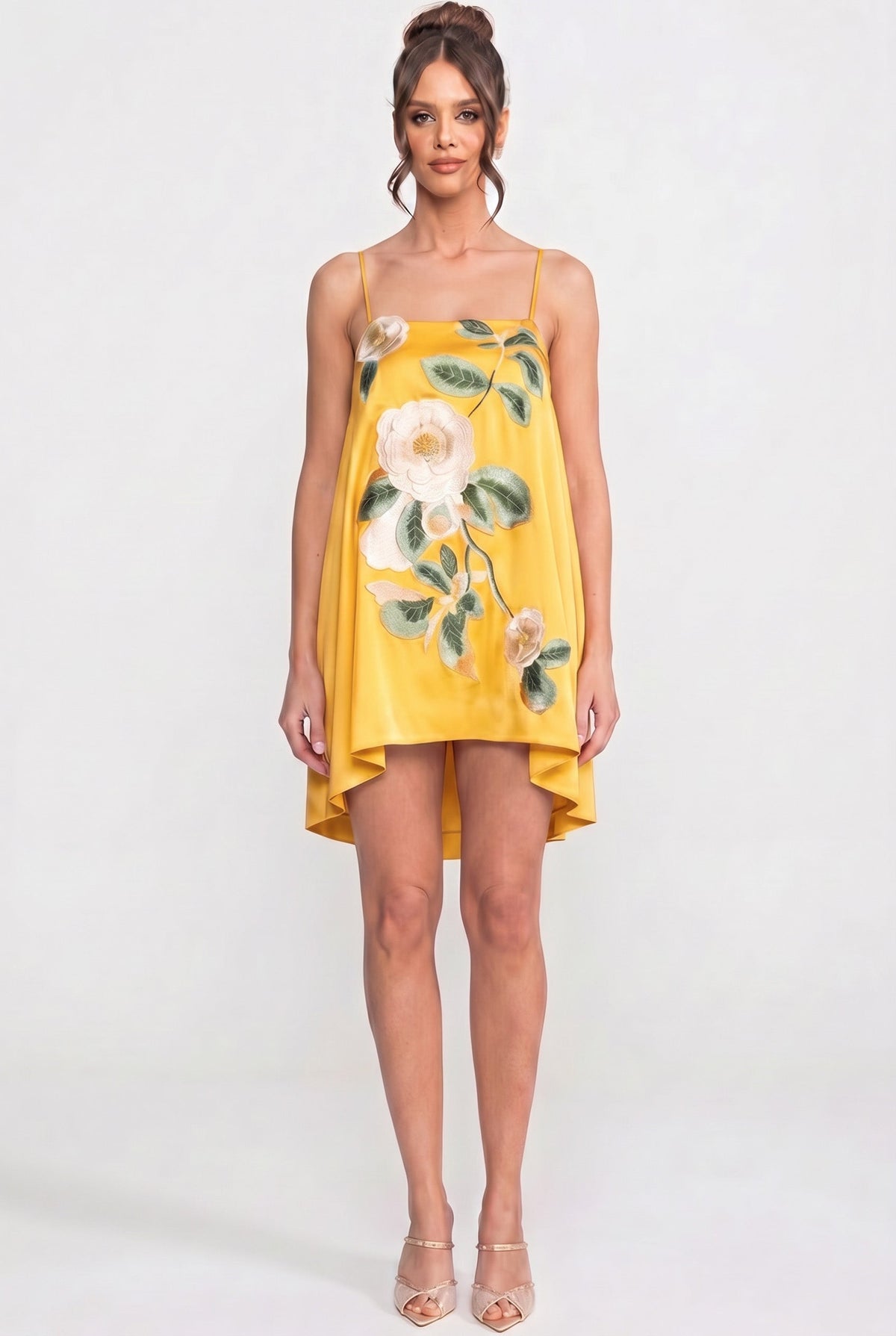 Spaghetti-Strap Mini Dress - Yellow - View 4