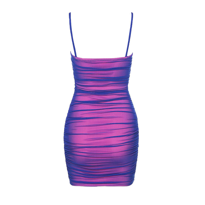Mesh Spaghetti Strap Ruched Bodycon Slip Mini Dress - View 4