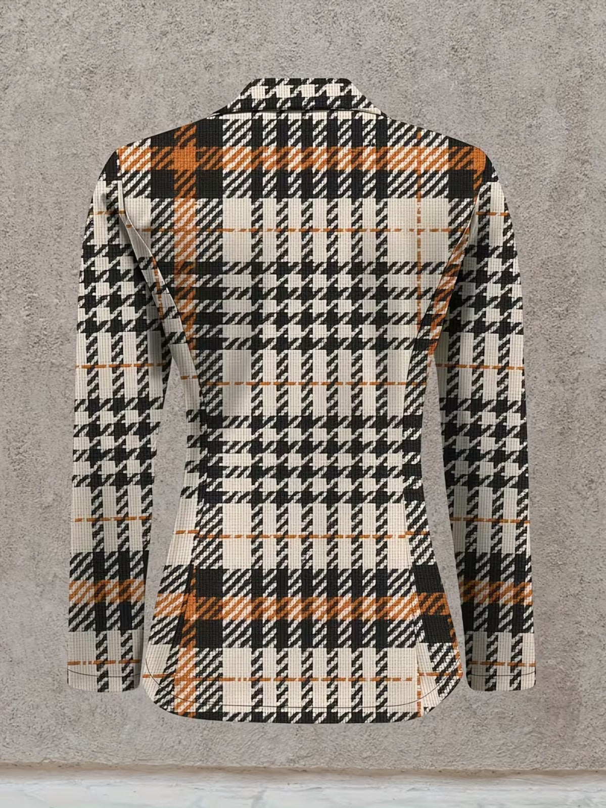 Houndstooth Plaid Single Button Cropped Blazer 5