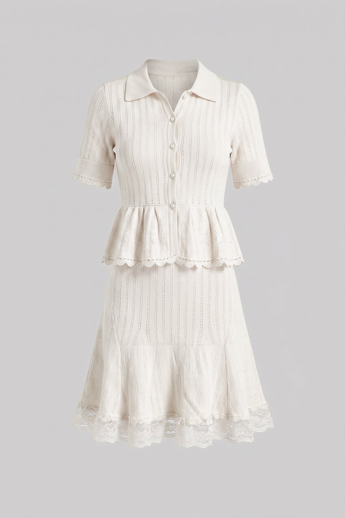 Polo-Collar Mini Dress - White - View 2