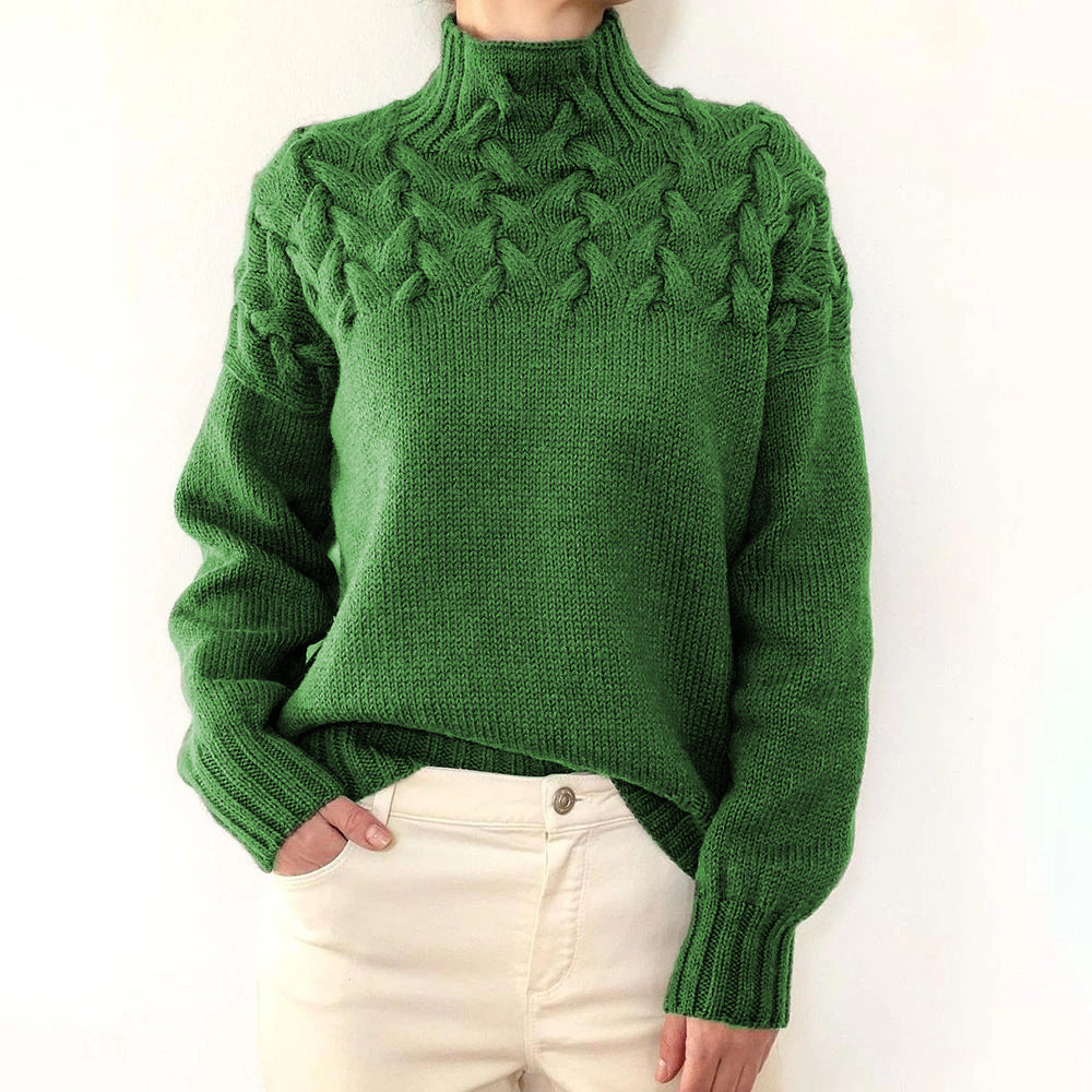 Turtleneck Cable Knit Long Sleeve Sweater 11