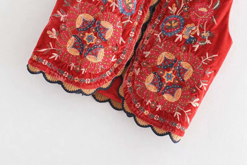 Floral Embroidered Beaded Boho Waistcoat 12