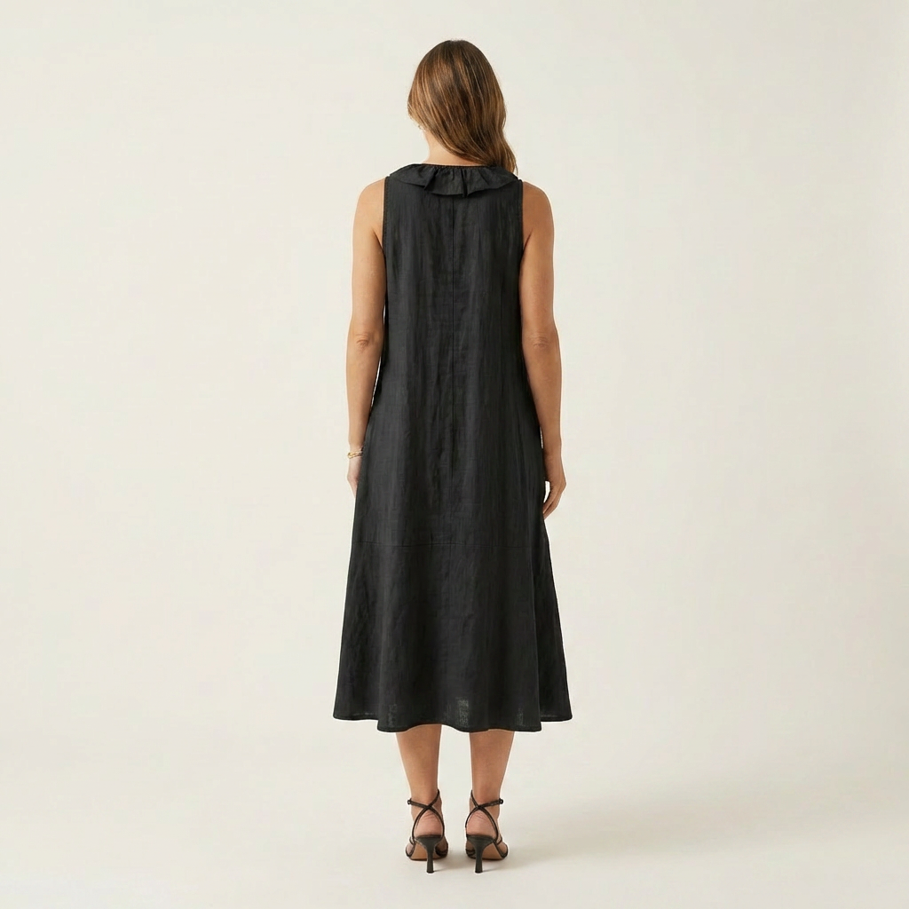 Ruffle Front V-Neck Sleeveless A-Line Maxi Dress 4