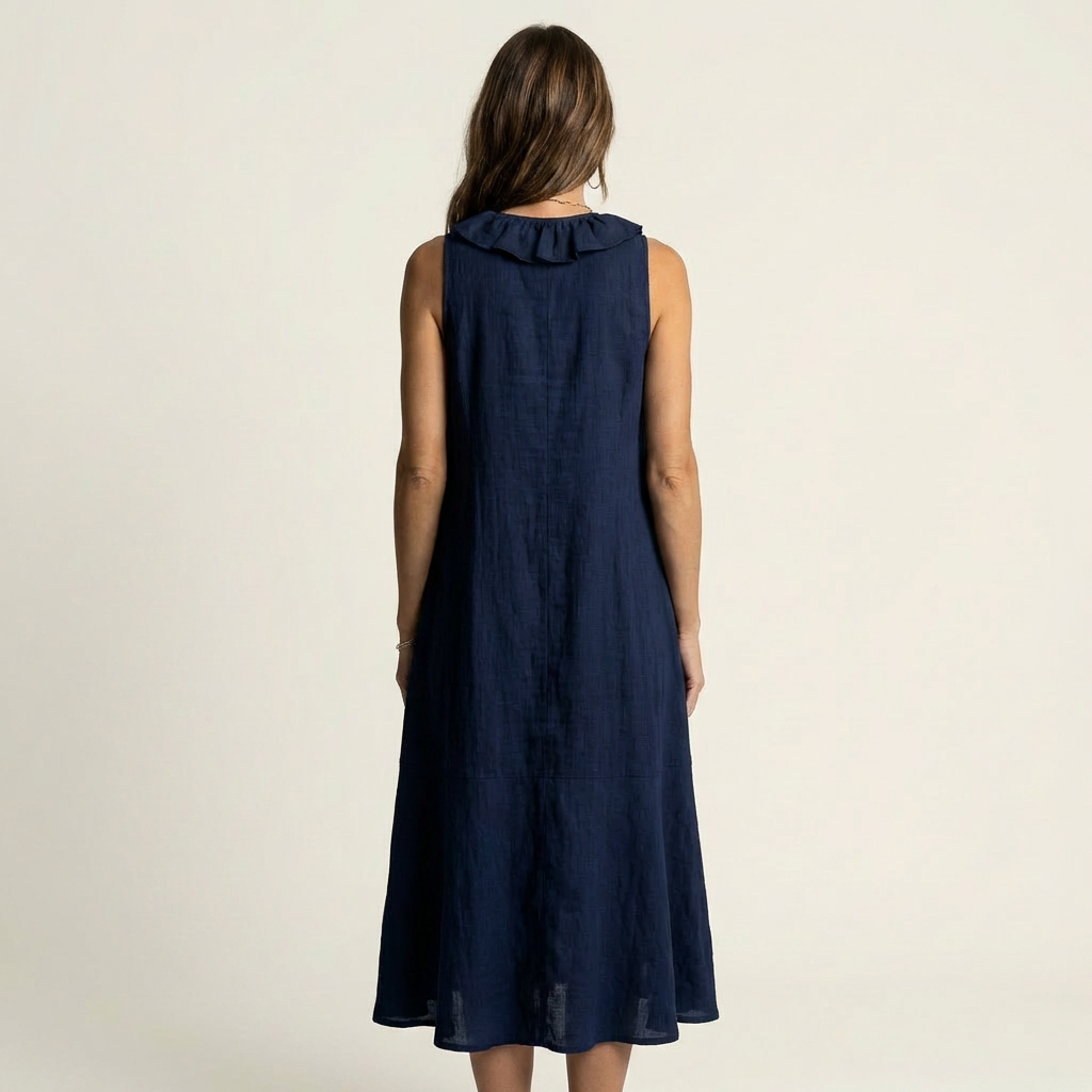 Ruffle Front V-Neck Sleeveless A-Line Maxi Dress 8