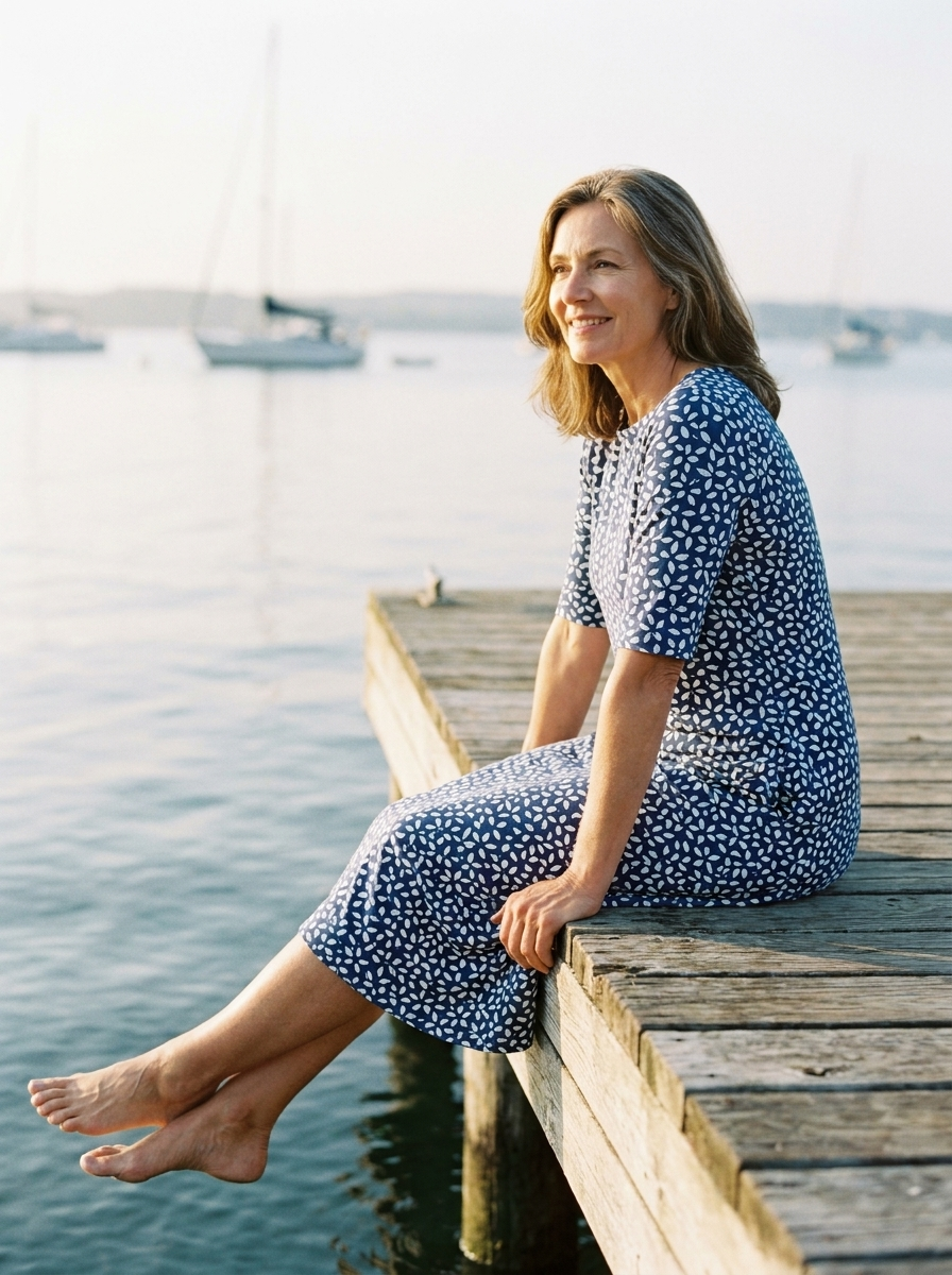 Ditsy Print Boat Neck Half Sleeve Fit and Flare Dress 2