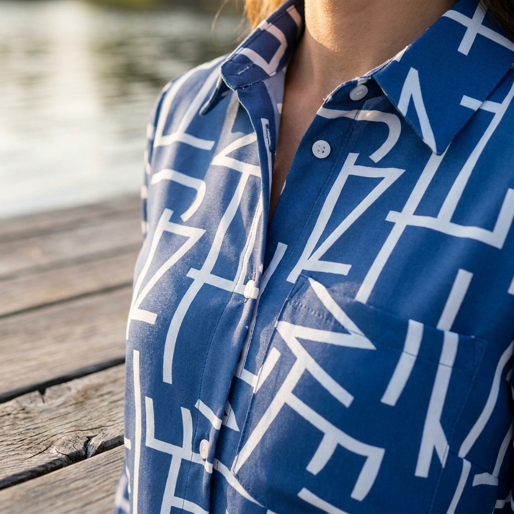 Abstract Print Collared Long Sleeve Button Up Shirt 3