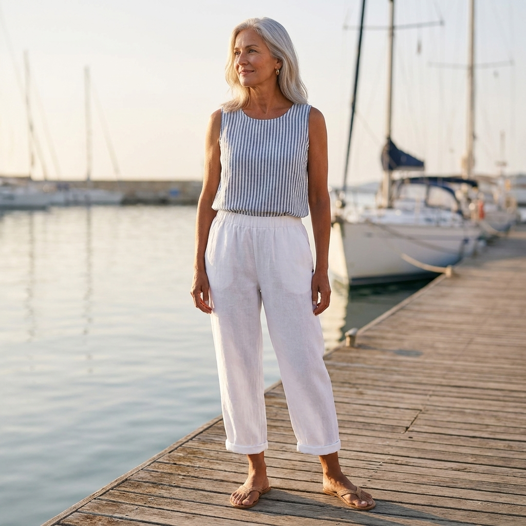 High Waist Linen Look Wide Leg Pants
