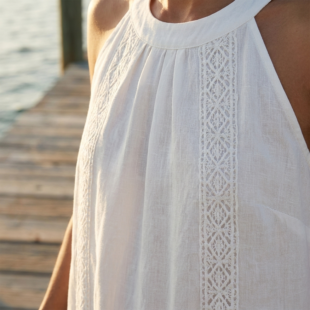 Lace Trim Halter Neck Sleeveless Maxi Dress 2