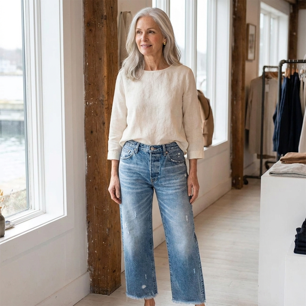 Distressed Raw Hem Wide Leg Cropped Jeans