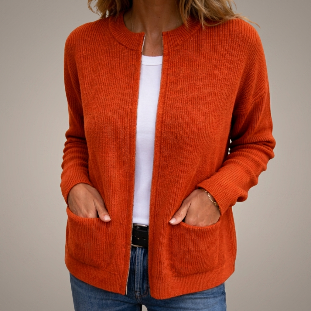 Ribbed Open Front Patch Pocket Cardigan 3