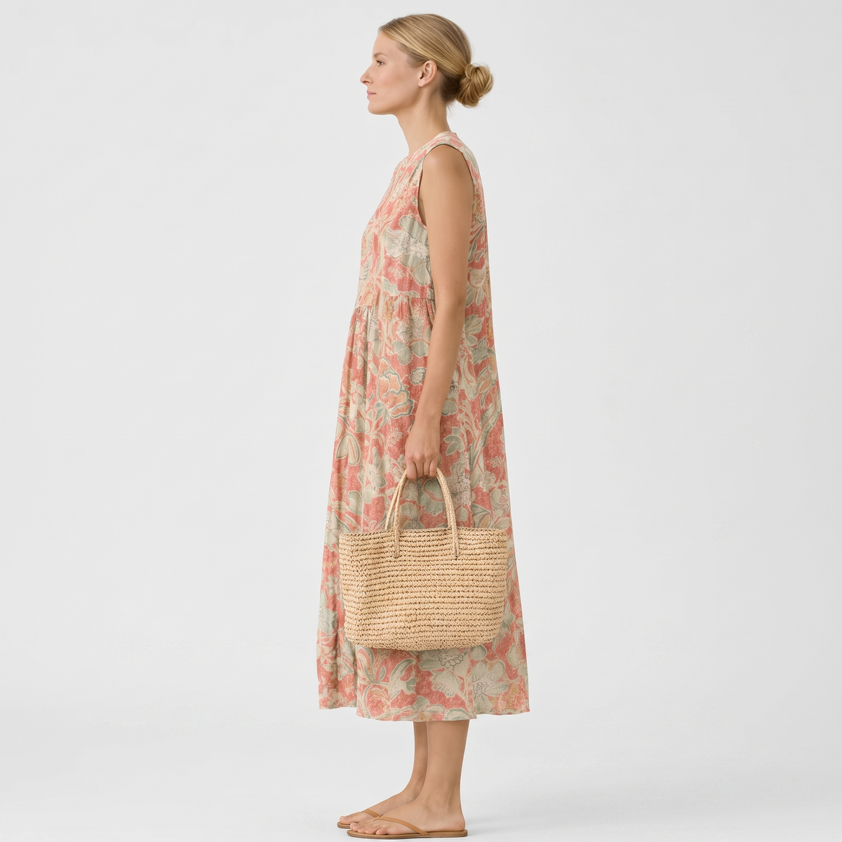 Floral V-Neck Sleeveless Pocket Midi Dress 4