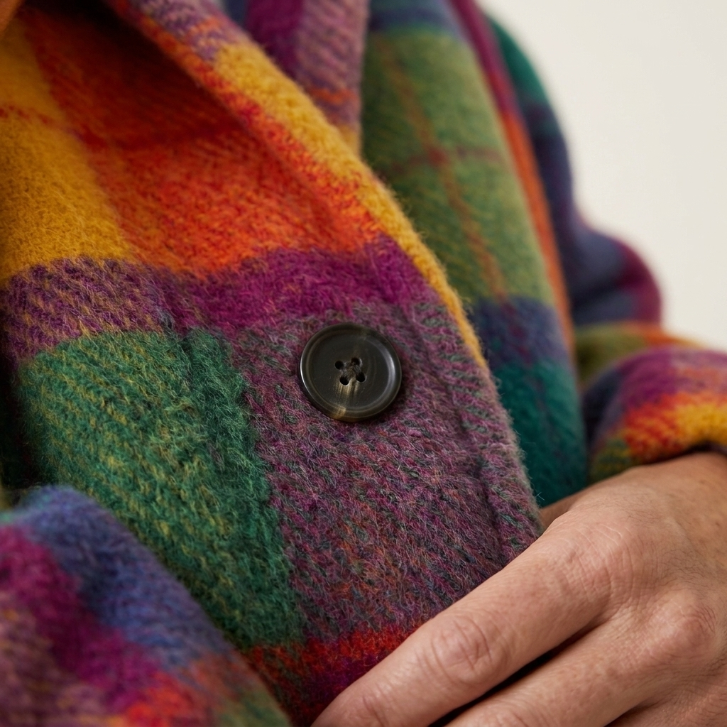 Plaid Notch Lapel Brushed Coat 3