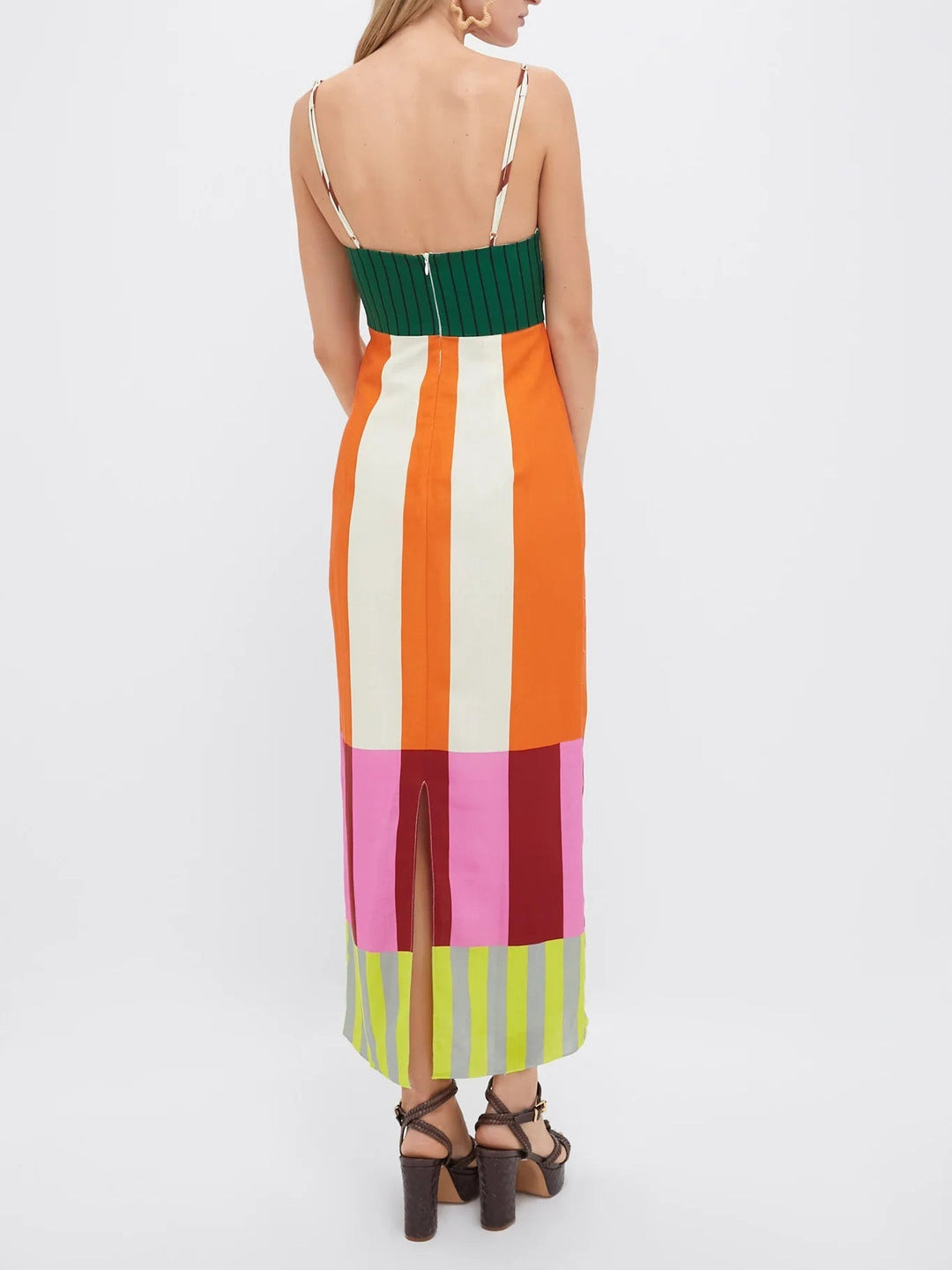 Striped Spaghetti Strap Column Maxi Dress 4
