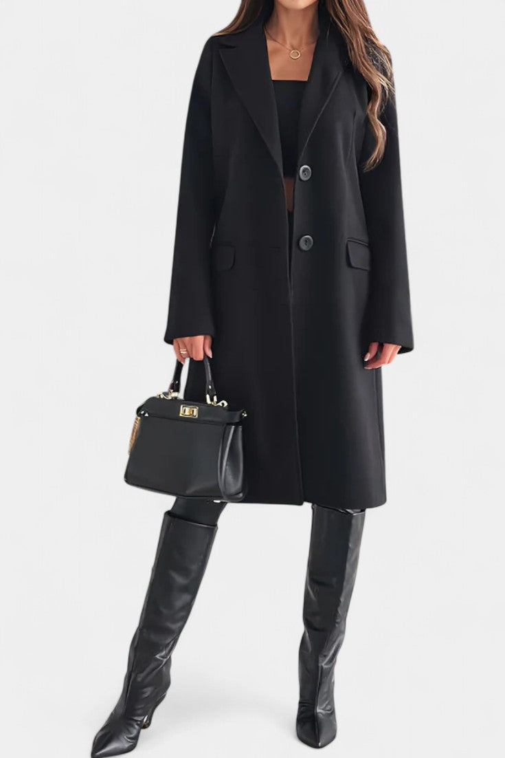 Notch Lapel Single Button Tailored Midi Coat 4