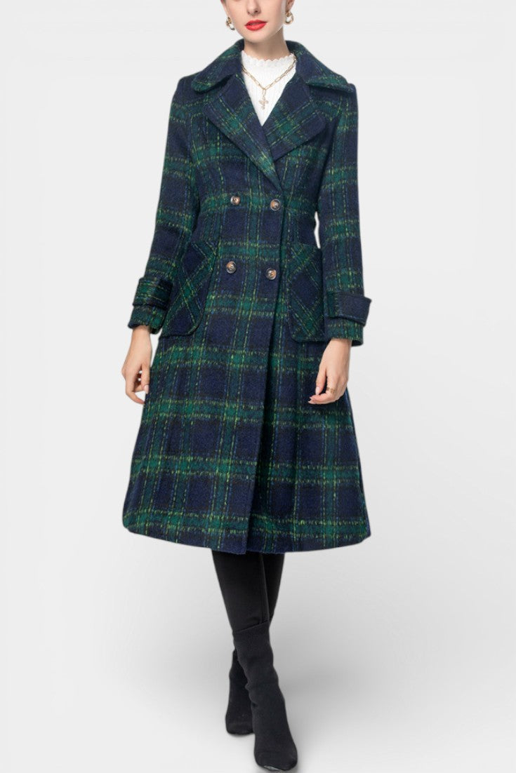 Plaid Double Breasted Longline Coat 2