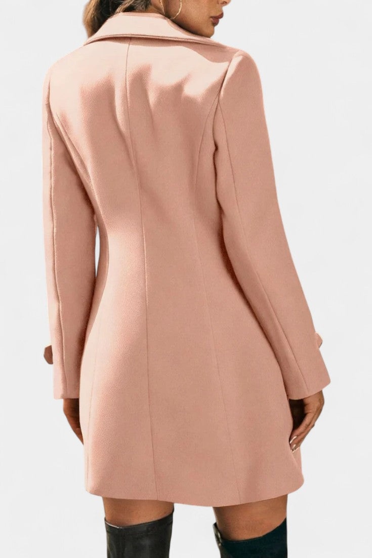 Double Breasted Notched Lapel Longline Coat 3