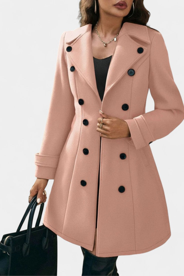 Double Breasted Notched Lapel Longline Coat