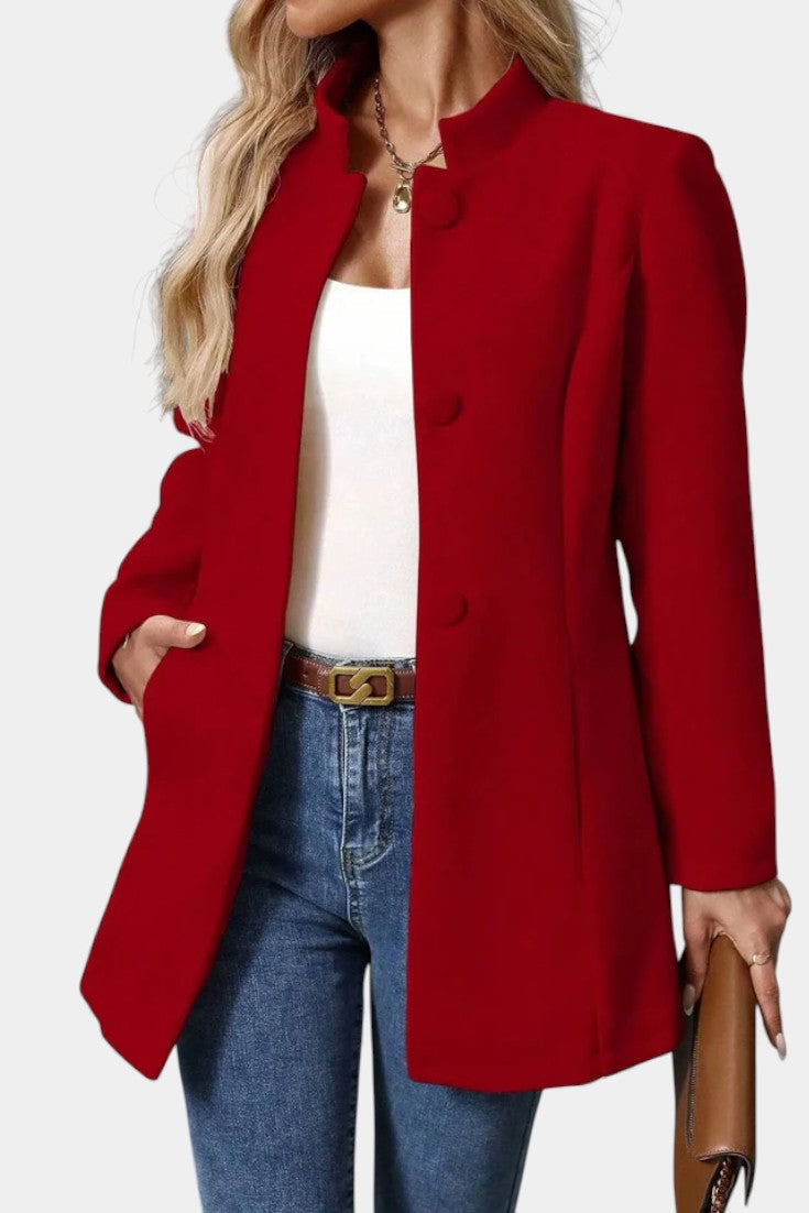Stand Collar Button Front Long Sleeve Longline Coat 13