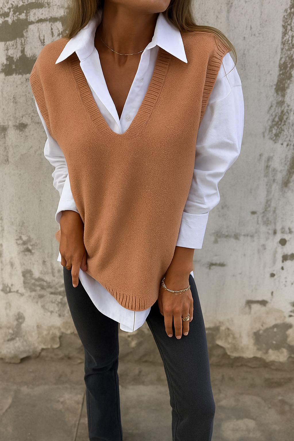 V-Neck Sleeveless Knit Sweater Vest