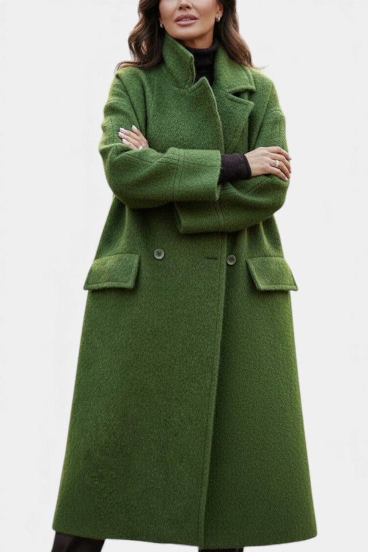 Double Breasted Stand Collar Longline Coat 7