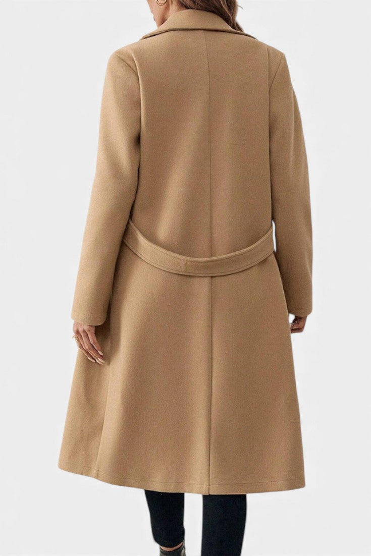 Notch Lapel Double Breasted Belted Longline Coat 6