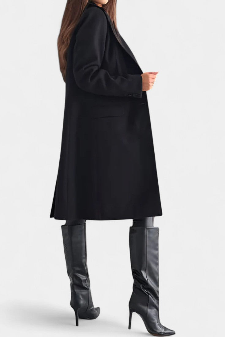Notch Lapel Single Button Tailored Midi Coat 6