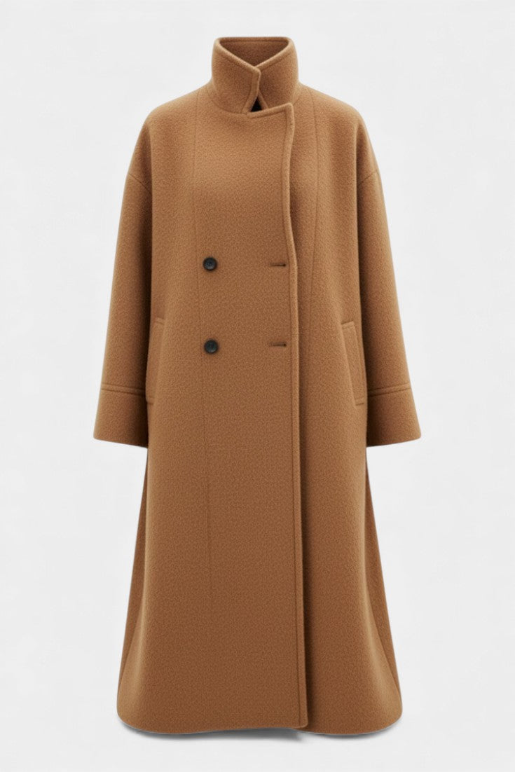 Double Breasted Stand Collar Longline Coat 10