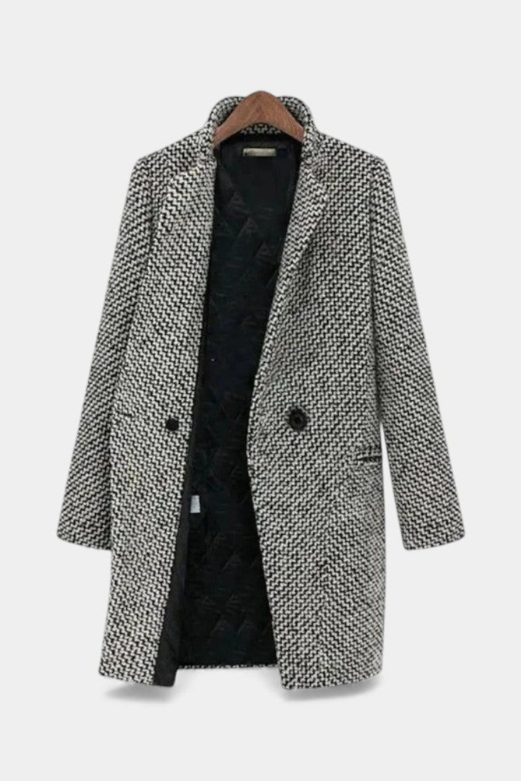 Double Breasted Houndstooth Longline Coat 2
