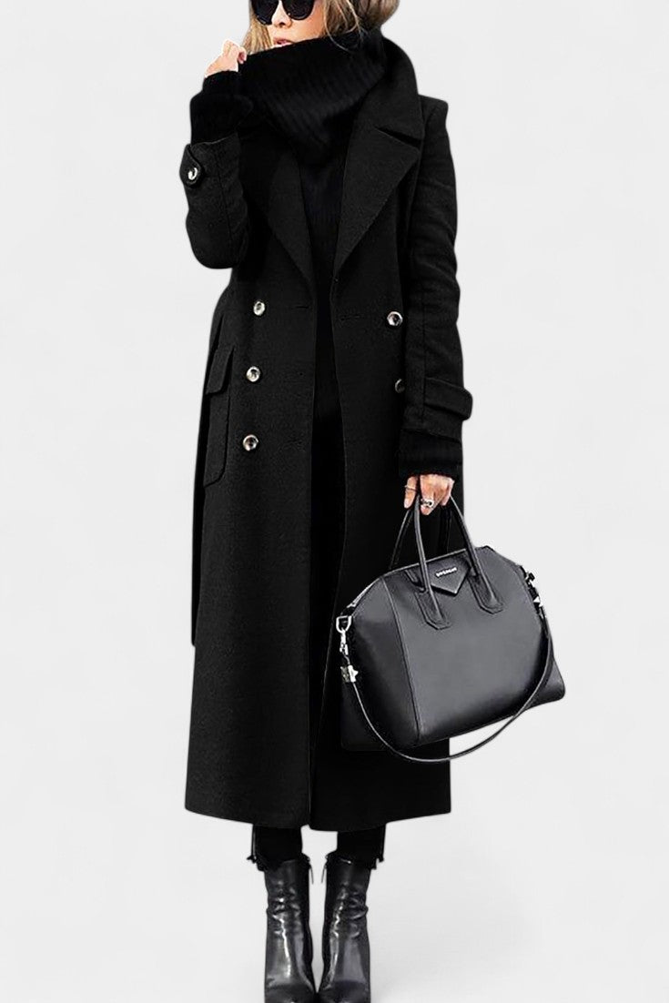 Notch Lapel Double Breasted Longline Coat 4