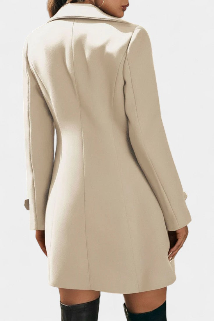 Double Breasted Notched Lapel Longline Coat 9
