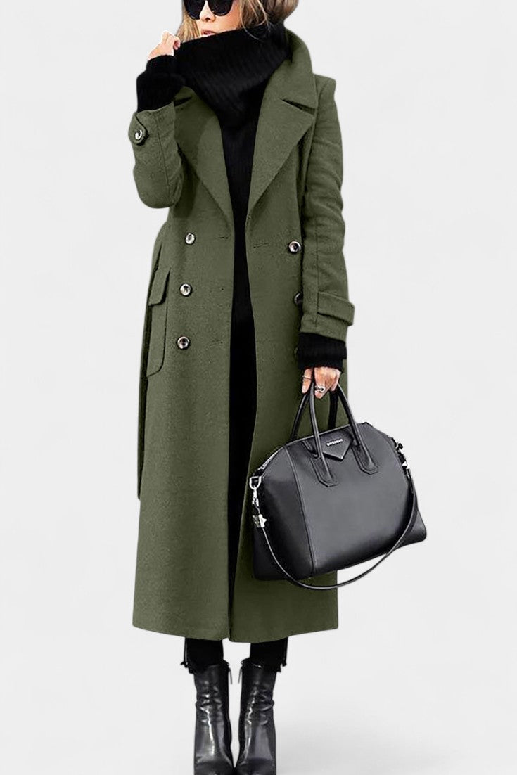 Notch Lapel Double Breasted Longline Coat 7