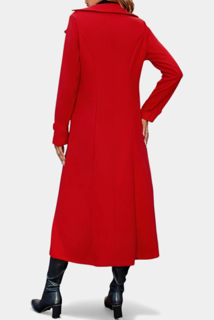 Notched Lapel Double Breasted Belted Longline Coat 22