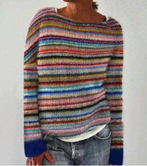 Fair Isle Boat Neck Long Sleeve Knit Sweater 5