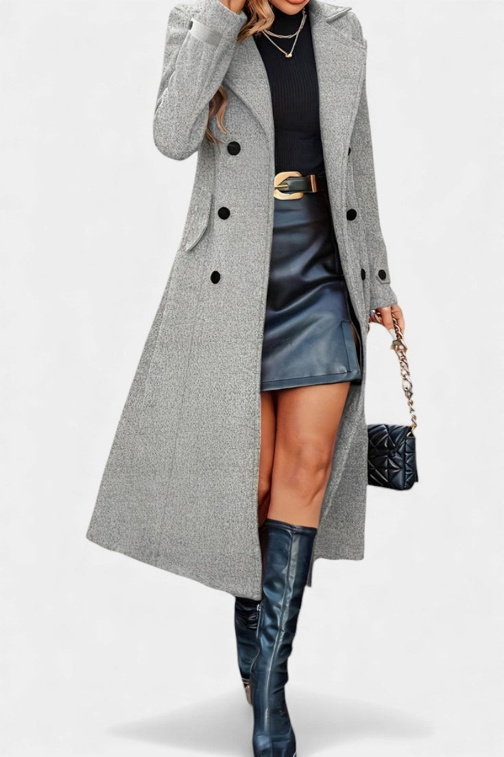 Lapel Double Breasted Belted Longline Coat 4