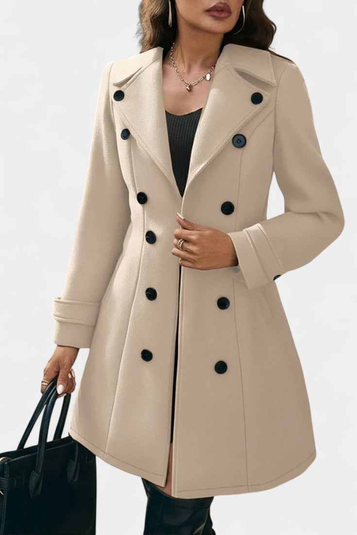 Double Breasted Notched Lapel Longline Coat 8