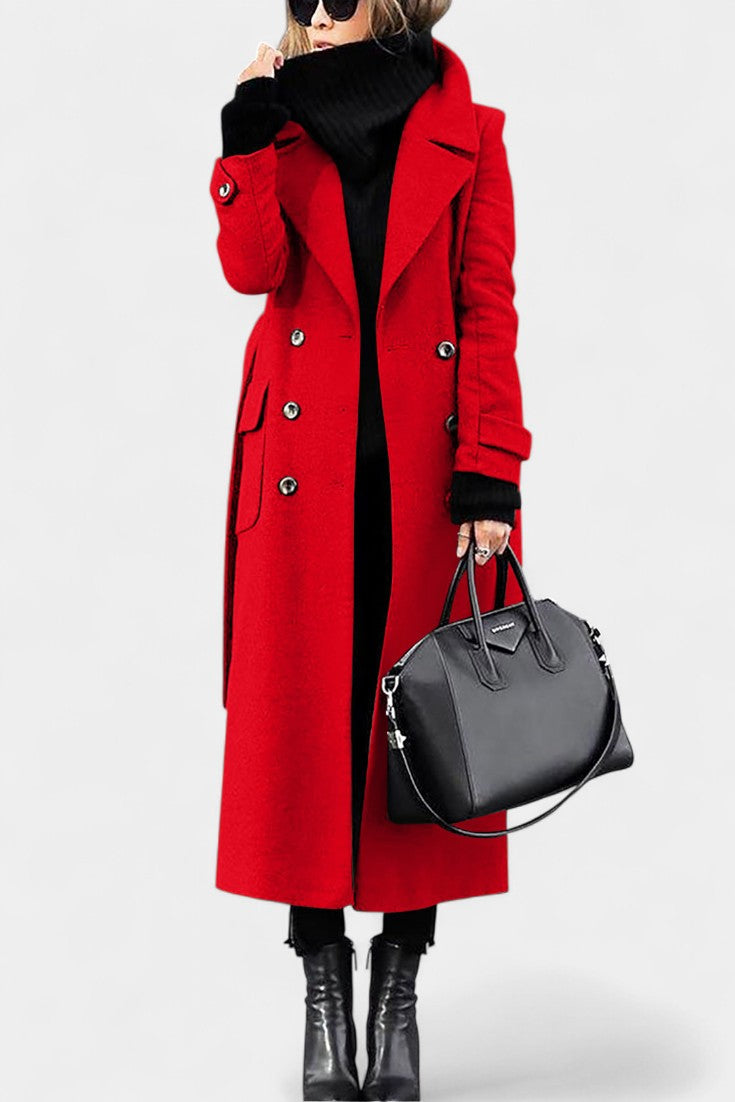 Notch Lapel Double Breasted Longline Coat 2