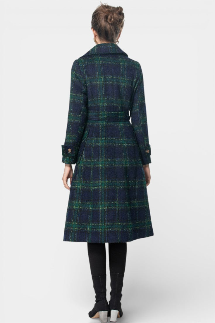 Plaid Double Breasted Longline Coat 3