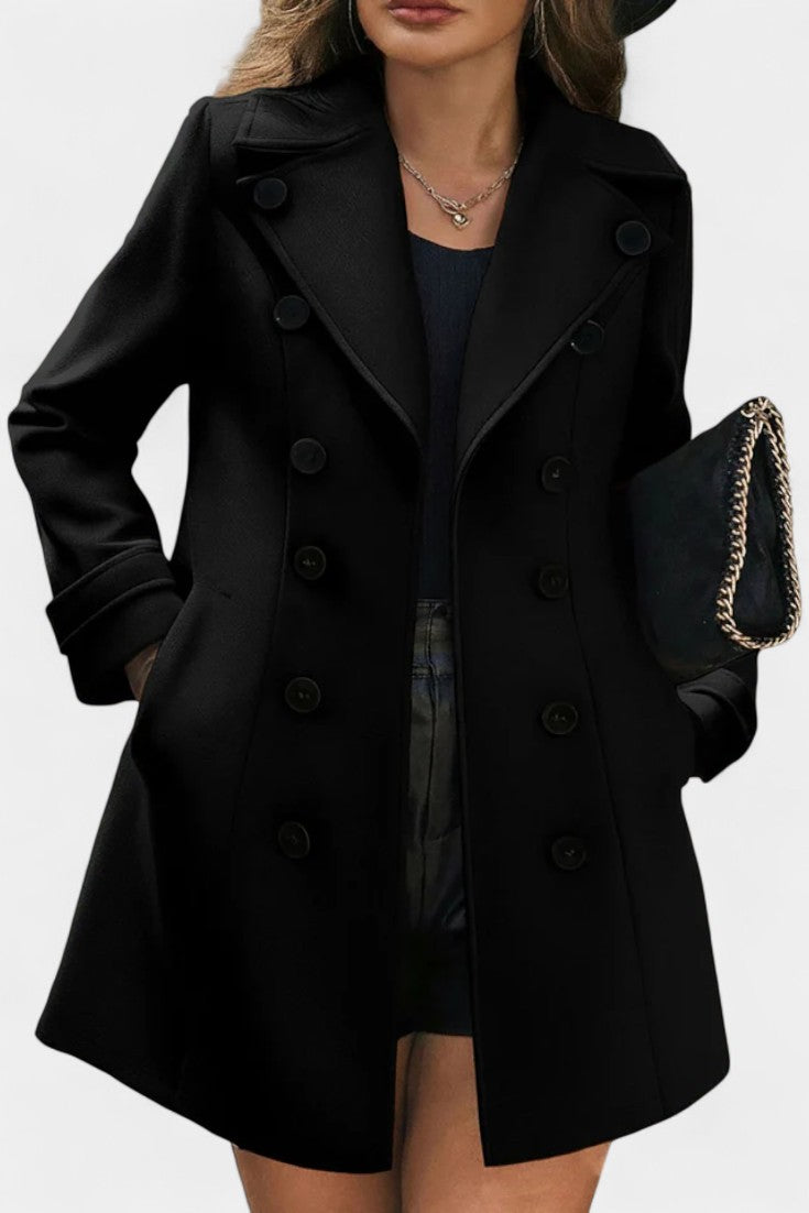 Double Breasted Notched Lapel Longline Coat 4
