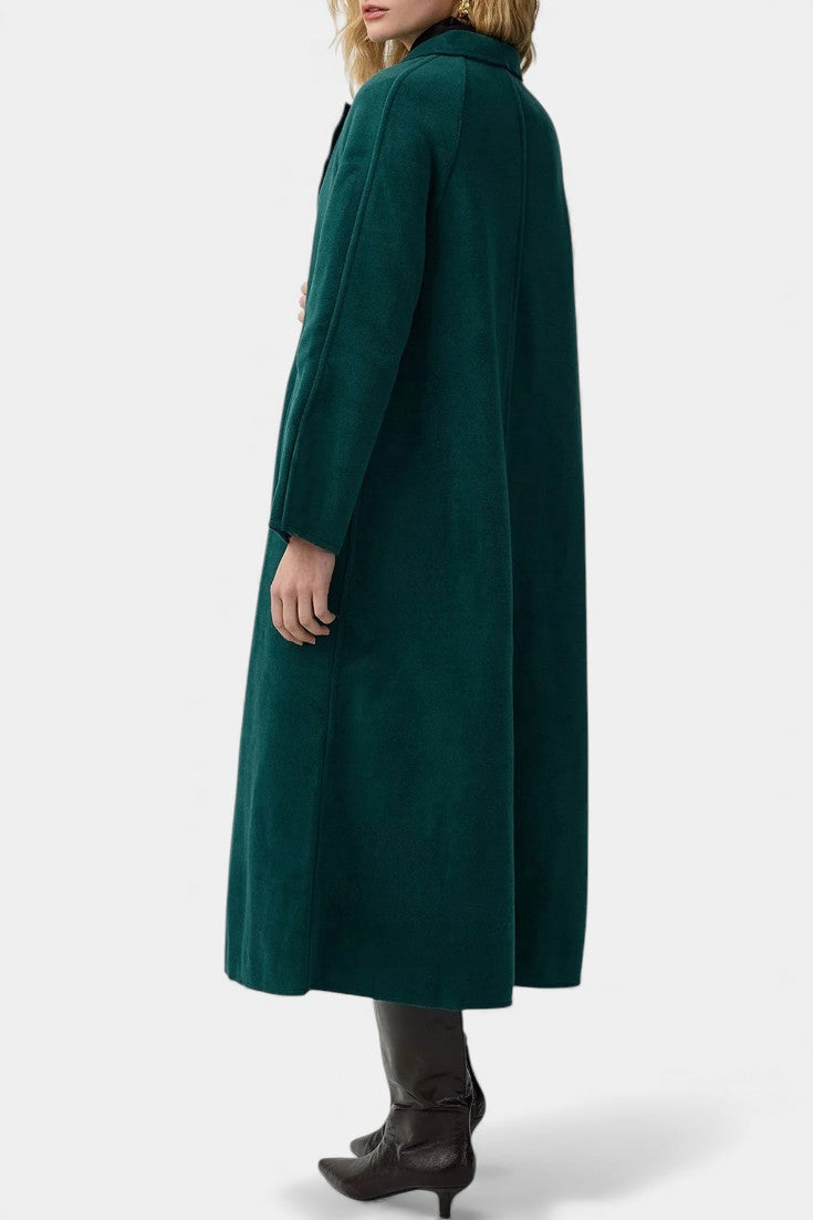 Notched Lapel Open Front Longline Wool Coat 5