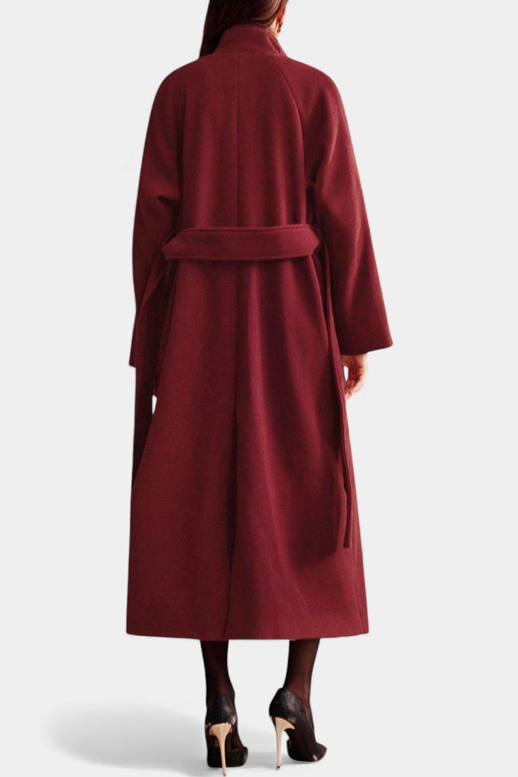 Lapel Belted Longline Wrap Coat 3