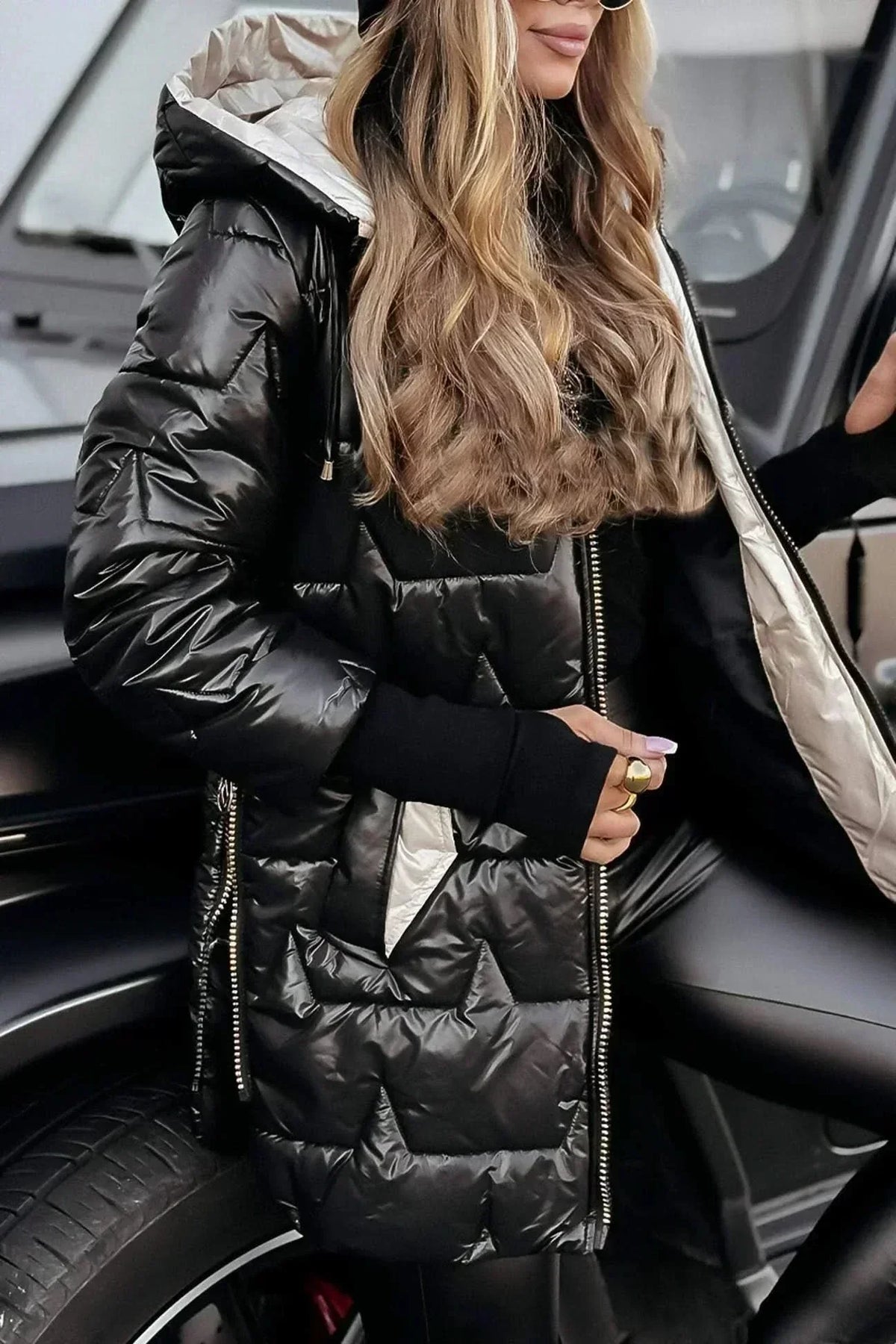 Hooded Zip Front Quilted Longline Puffer Coat 9