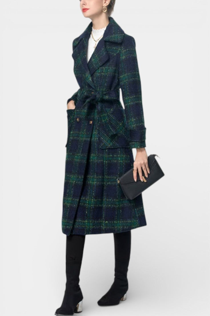 Plaid Double Breasted Longline Coat 6