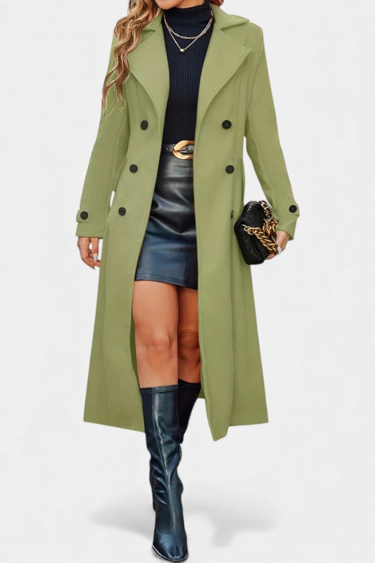 Lapel Double Breasted Belted Longline Coat 6