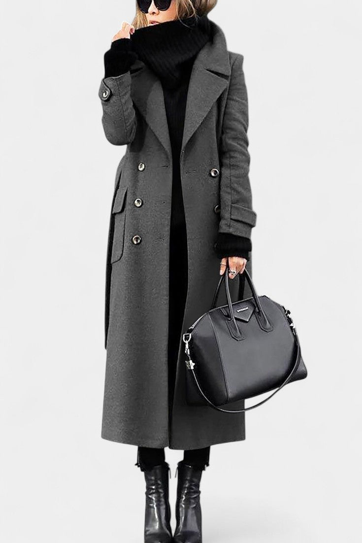 Notch Lapel Double Breasted Longline Coat 9