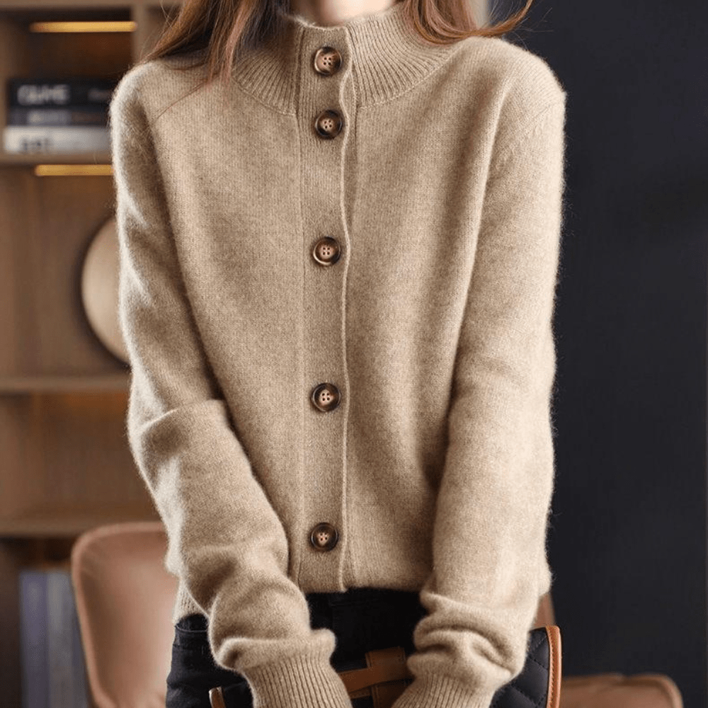 Lapel Collar Button Front Long Sleeve Knit Cardigan 3